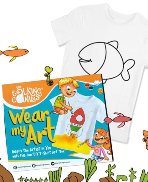 Wear My Art DIY Kit-Kids T-Shirt-Fish Stencil