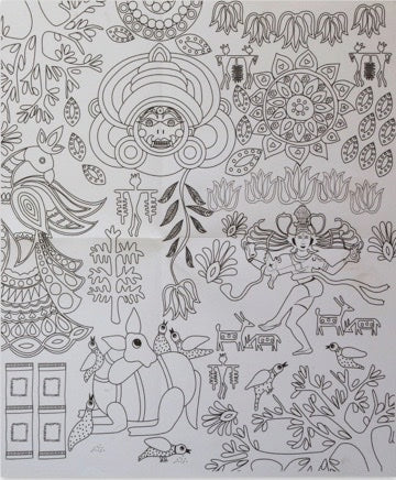 Art of Ancient India - Jumbo Colouring Sheet